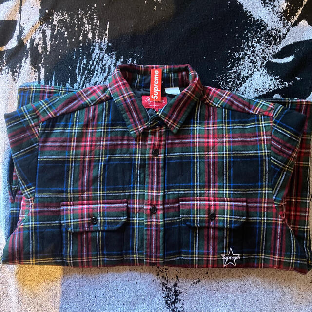 supreme quilted plaid flannel M black 1