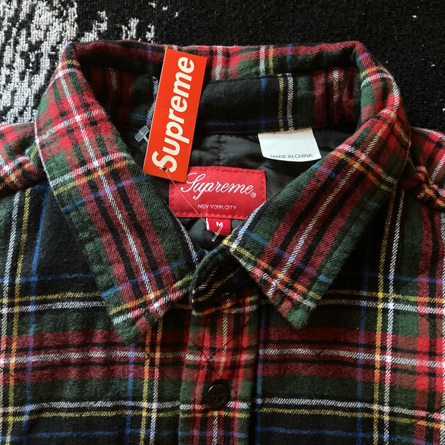 supreme quilted plaid flannel M black 2