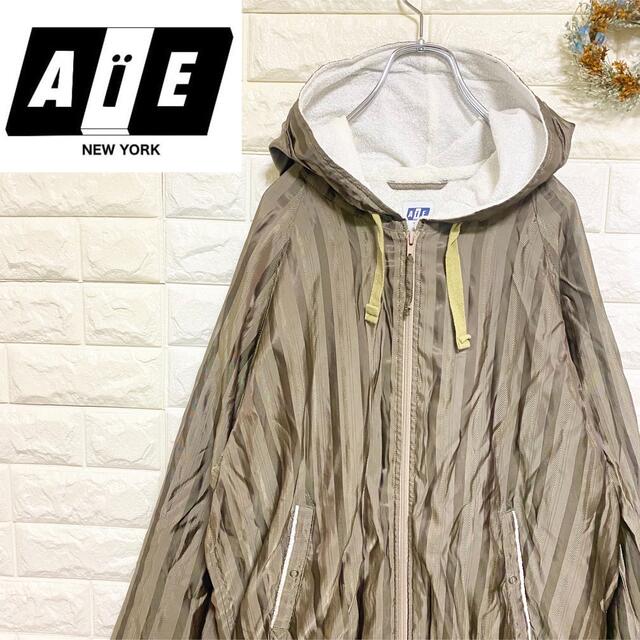 AIE ネペンテス USA製 ダブルジップ ストライプ パーカー ドレープ感