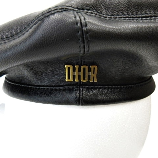 Christian Dior(クリスチャンディオール)のクリスチャンディオール 美品 ラムレザーベレー帽 羊革 bee刺繍 帽子 56 レディースの帽子(ハンチング/ベレー帽)の商品写真