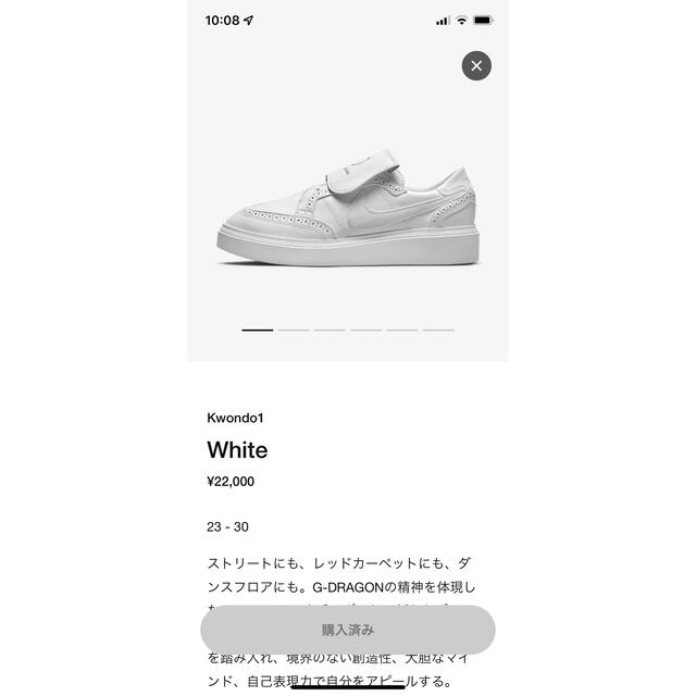 PEACEMINUSONE(ピースマイナスワン)のPEACEMINUSONE × Nike Kwondo1 "White" メンズの靴/シューズ(スニーカー)の商品写真