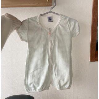 プチバトー(PETIT BATEAU)のプチバトーチェック柄 ロンパース(ロンパース)