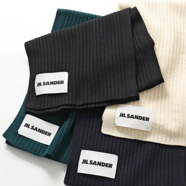 Jil Sander(ジルサンダー)の新品未使用 JIL SANDER ジルサンダー マフラー リブ ロゴ ウール  レディースのファッション小物(マフラー/ショール)の商品写真