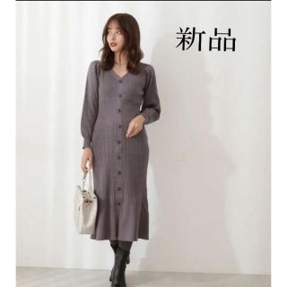 PROPORTION BODY DRESSING フロント釦ニットワンピース