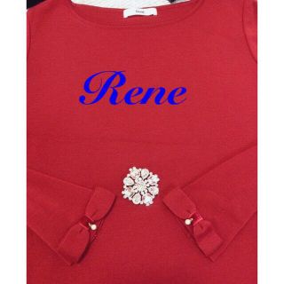 ルネ(René)のRene ルネ　【美品】ウール100% リボン🎀パールスリーブ　長袖ニット36(ニット/セーター)