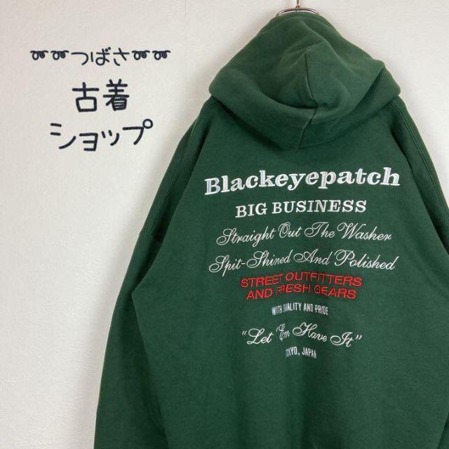 【新品タグ付き】Black Eye Patchカレッジ刺繍ロゴ緑カーキL