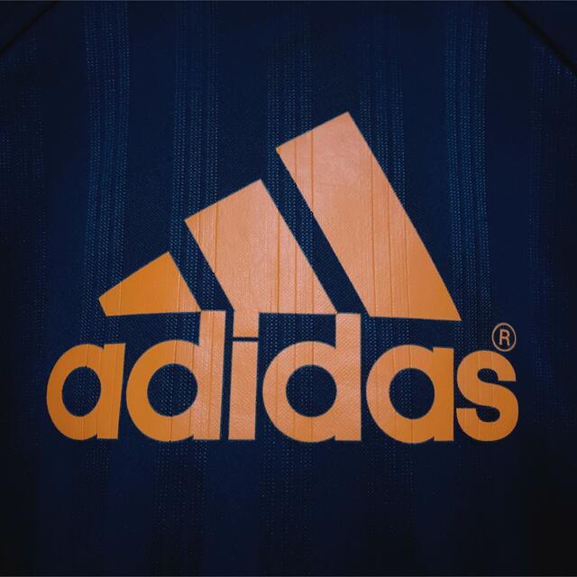 adidas(アディダス)の【値下げ】アディダス ジャージ (上)ネイビー × オレンジ キッズ/ベビー/マタニティのキッズ服男の子用(90cm~)(ジャケット/上着)の商品写真