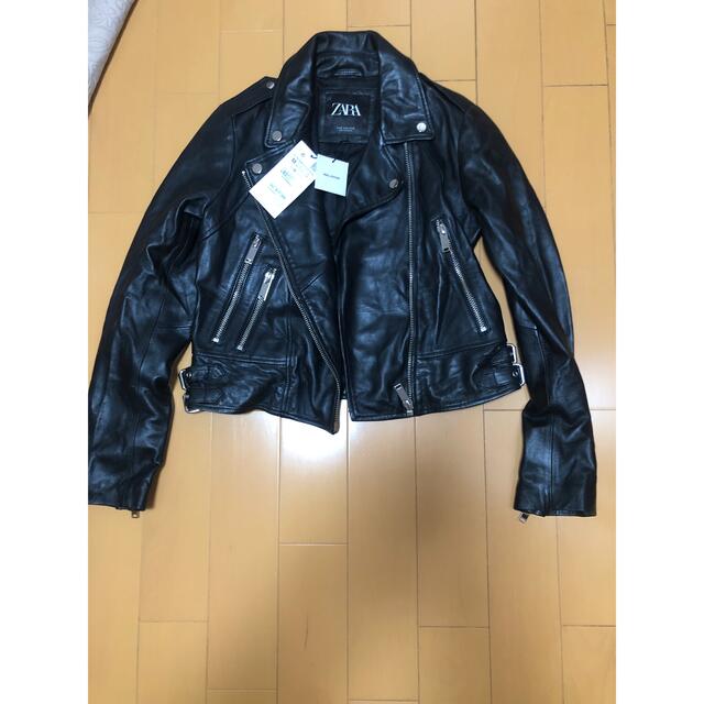 新品　ZARA リアルレザー　羊レザー　ライダースジャケット　黒　Mサイズ