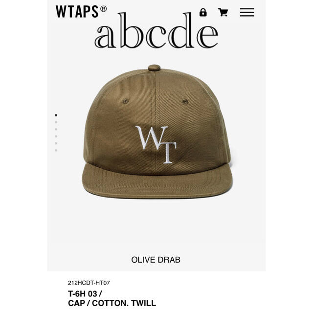 メンズwtaps キャップ　T-6H 03 cotton twill cap