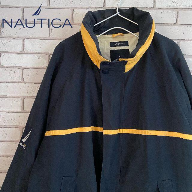 レア NAUTICA ナイロンジャケット スナップボタン ビックロゴ ネイビーLジャケット/アウター