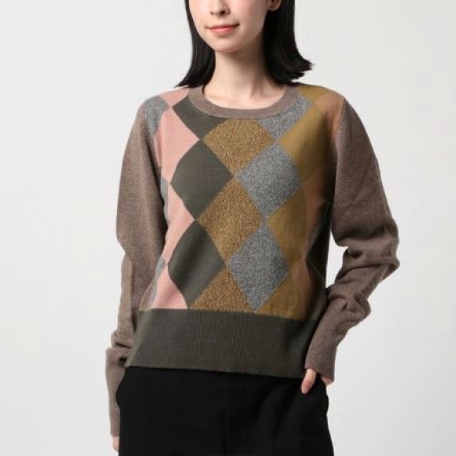 MARGARET HOWELL - MARGARET HOWELL BOXY ARGYLE JUMPER KNITの+