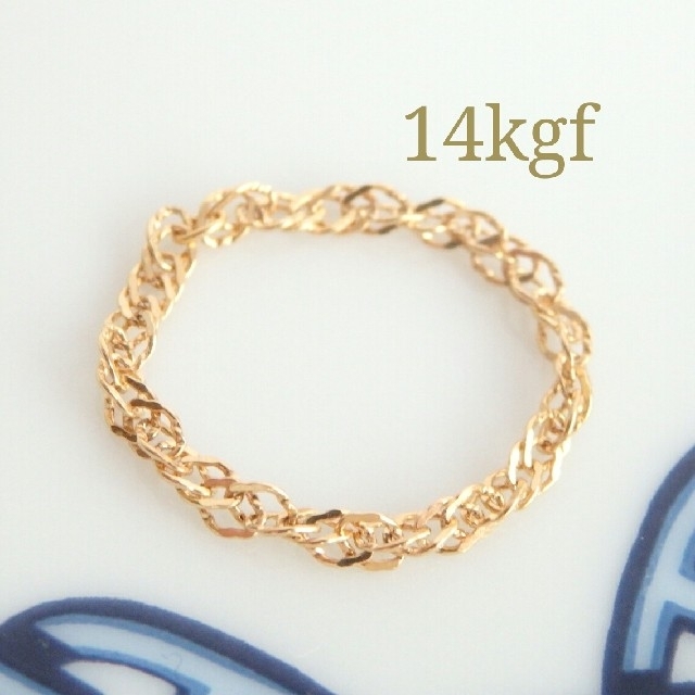 アム様専用　k18リング　フレンチロープチェーン　スクリューチェーン　18k ハンドメイドのアクセサリー(リング)の商品写真