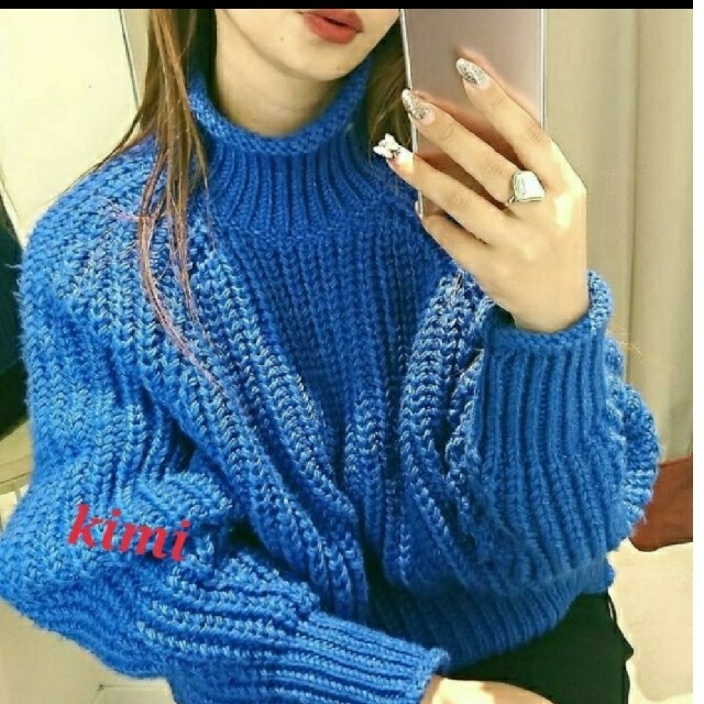 H&M - H&M (M 青) チャンキーニット セーター リブハイネック H&M - H&M (M 青) チャンキーニット セーター リブハイネック