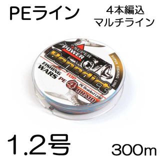 PEライン 1.2 号  4編  300m  マルチカラー 5色(釣り糸/ライン)