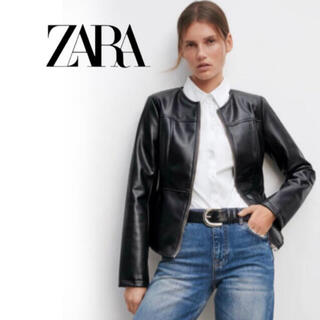 ZARA - ZARA ザラ ノーカラーペプラムライダース ジャケットの通販 by ...