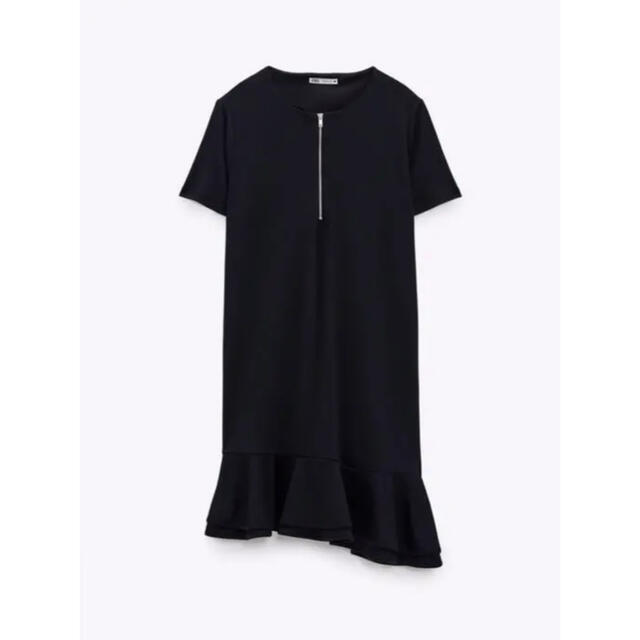 ZARA(ザラ)の【ザラZARA】フリル付きミニワンピース　アシンメトリー　膝丈ワンピース レディースのワンピース(ひざ丈ワンピース)の商品写真