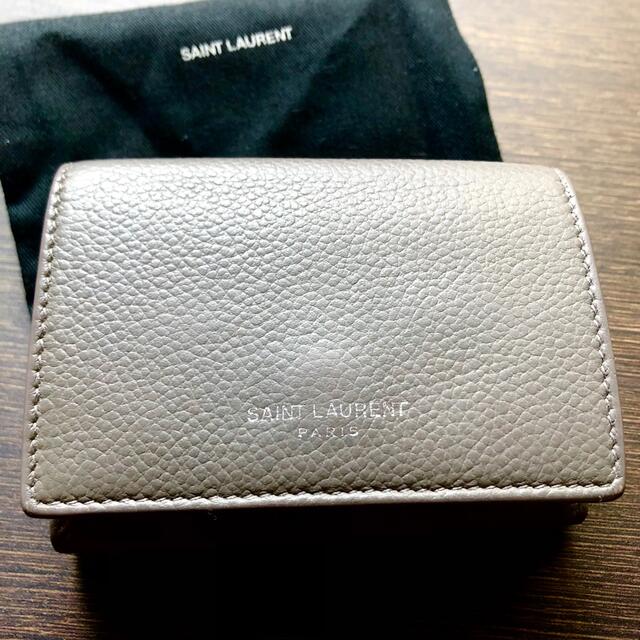 Saint Laurent(サンローラン)のサンローラン 三つ折り財布　タイニーウォレット　ミニ財布　グレー レディースのファッション小物(財布)の商品写真