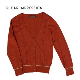 クリアインプレッション(CLEAR IMPRESSION)のclear impression カーディガン　Mサイズ　赤　えんじ(カーディガン)