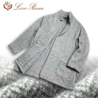 ロロピアーナ(LORO PIANA)のE82★ベビーカシミアブレンドショートコート ロロピアーナ グレー ヘリンボーン(その他)