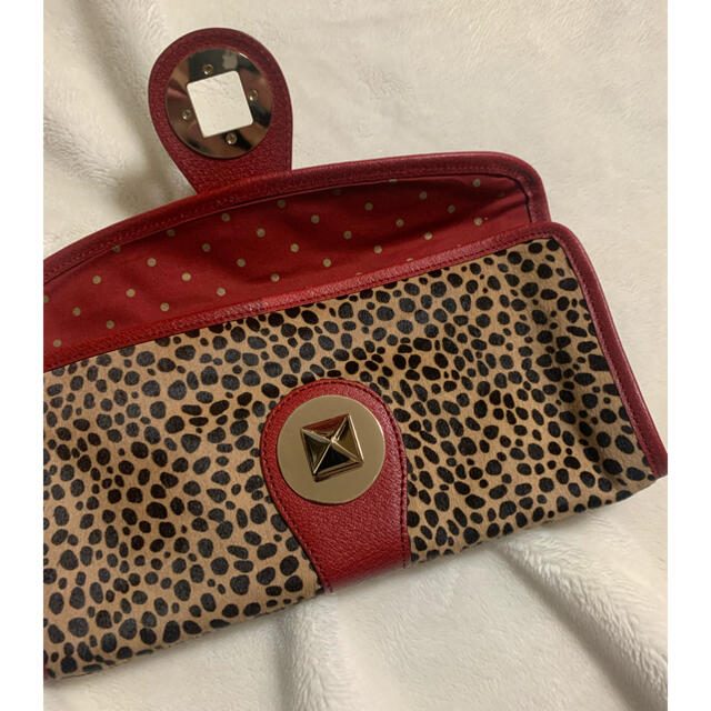 kate spade new york(ケイトスペードニューヨーク)の★kate spadeヒョウ柄ハラコクラッチバッグ★美品 レディースのバッグ(クラッチバッグ)の商品写真