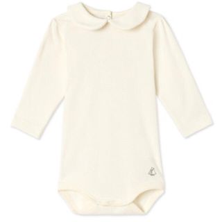 プチバトー(PETIT BATEAU)の新品☆プチバトー 24M 裏起毛衿つき長袖ボディ オフホワイト(シャツ/カットソー)