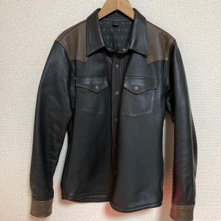 フラットヘッド(THE FLAT HEAD)のTHE FLAT HEAD ディアスキンシャツ レザー 38(レザージャケット)