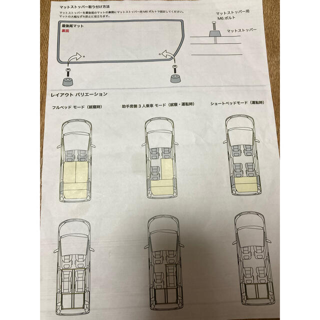 エスクァイア 、ノア、ヴォクシー80系 7人乗り車専用 ベッドキット