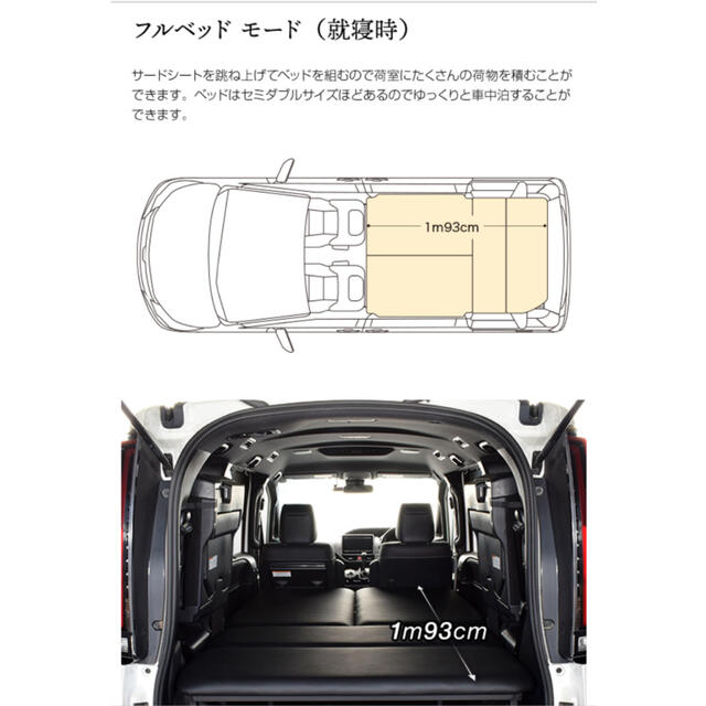 エスクァイア 、ノア、ヴォクシー80系 7人乗り車専用 ベッドキットの