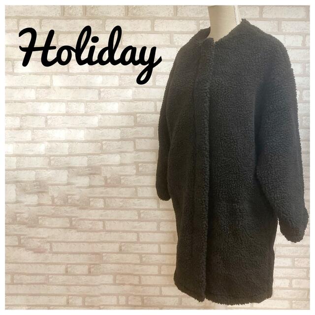 holiday(ホリデイ)のHoliday ホリデイ レディース ボア ロングコート FREE 黒 レディースのジャケット/アウター(ロングコート)の商品写真