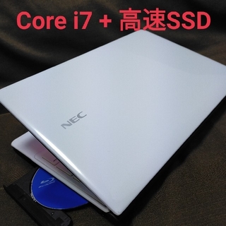 エヌイーシー(NEC)の高スペック/4コア第4世代 i7/新品高速SSD/ブルーレイ/ノートパソコン(ノートPC)