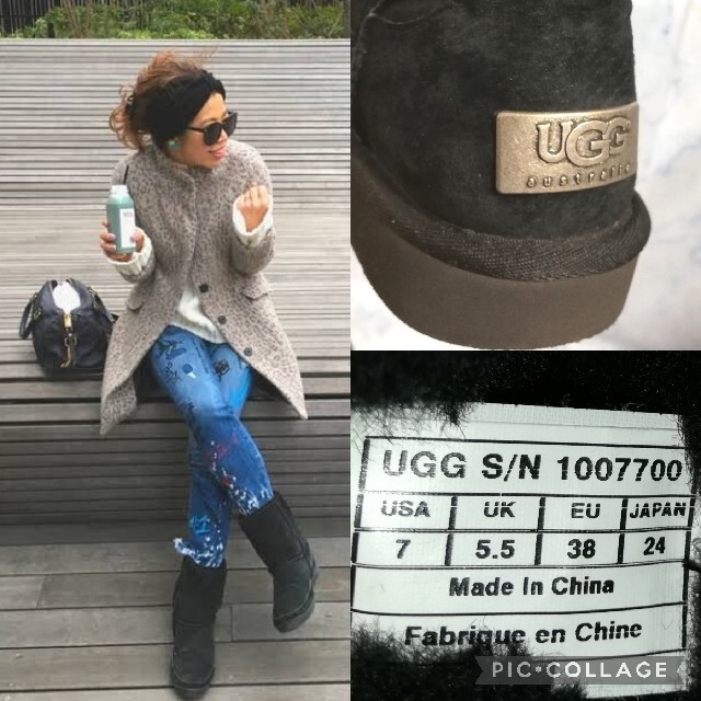 UGG(アグ)のアグ レザーベルト デザインブーツ ブラック 24㎝【★美品★セール！】 レディースの靴/シューズ(ブーツ)の商品写真