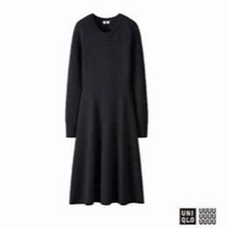 ユニクロ(UNIQLO)の【けえこ様専用】ユニクロ　ユー　カシミヤブレンドフレアワンピース　Lサイズ(ひざ丈ワンピース)