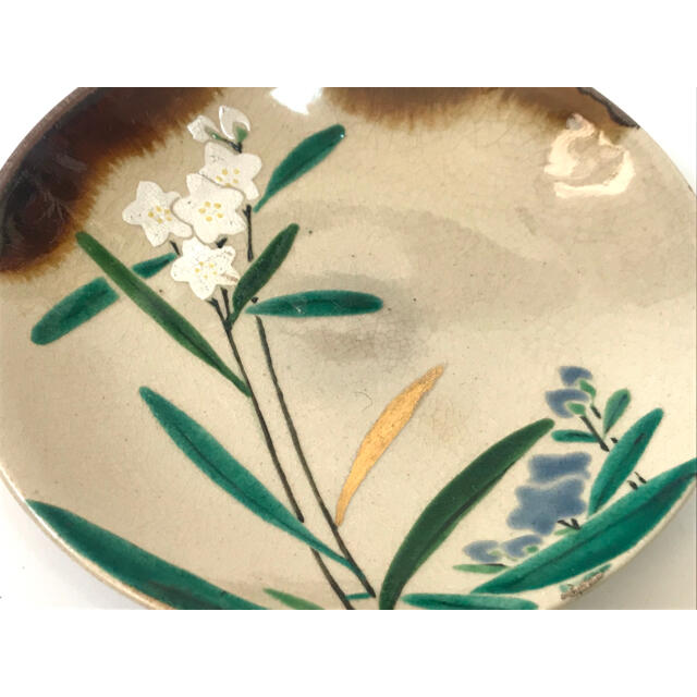 けします #4 骨董 アンティーク 絵替模様 乾山丸皿 四季 花 銘々皿 4枚