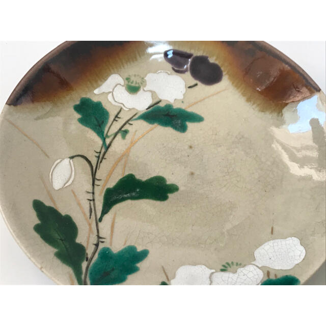 けします #4 骨董 アンティーク 絵替模様 乾山丸皿 四季 花 銘々皿 4枚