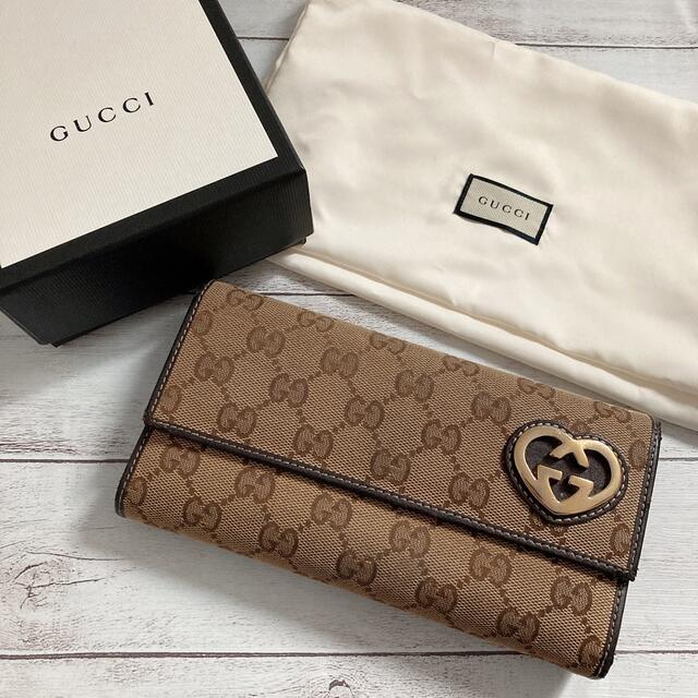 GUCCI 長財布　キャンバス　レディース