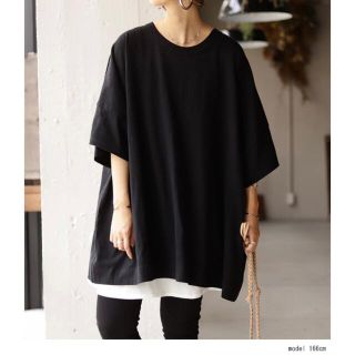 アンティカ(antiqua)のワイドᎢシャツ（ブラック）(Tシャツ(半袖/袖なし))