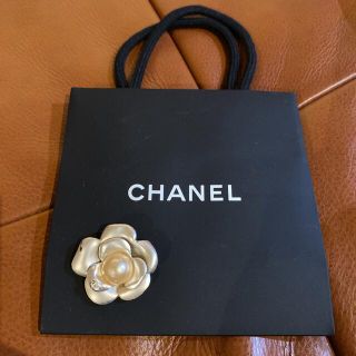 正規品CHANELヴィンテージブローチ　カメリア　パール　シャネル