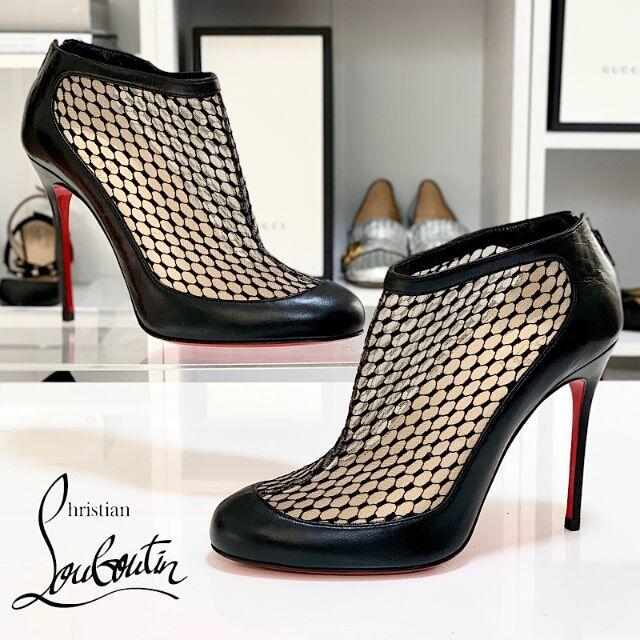 Christian Louboutin(クリスチャンルブタン)の3530 クリスチャンルブタン レザー メッシュ ブーティ ブラック レディースの靴/シューズ(ブーツ)の商品写真