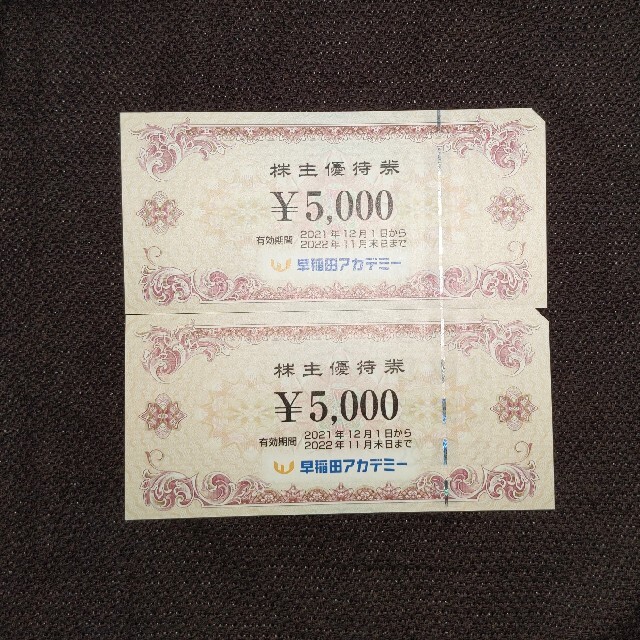 早稲田アカデミー 株主優待券 10000円分