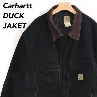 カーハート(carhartt)のカーハート名作トラディショナルコートダックジャケットコーデュロイ襟キルティング黒(カバーオール)