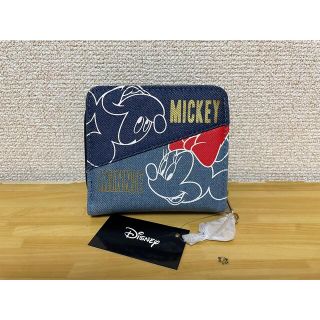 ディズニー(Disney)の新品未使用　ディズニー　ミッキー&ミニー　デニム二つ折り財布　正規品(財布)