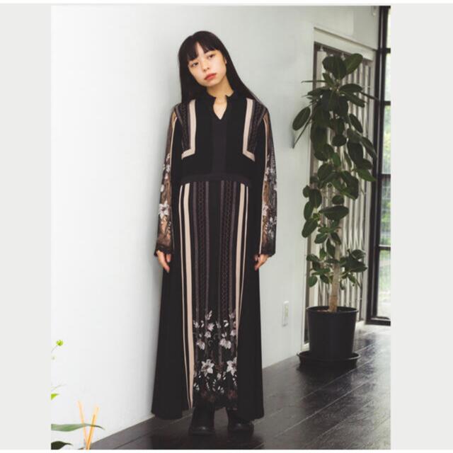 【日本未発売】 flower Framed dress ミュラール murral (Black) ロングワンピース/マキシワンピース