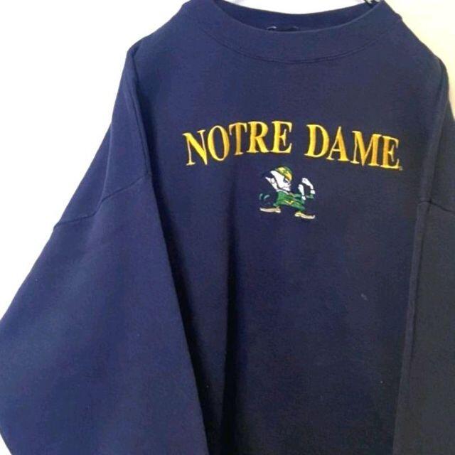 NOTRE DAME 刺繍 スウェット トレーナー ネイビー紺