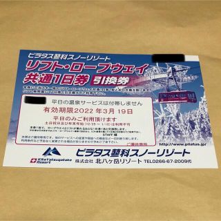 ピラタス蓼科スノーリゾート平日1日券2枚