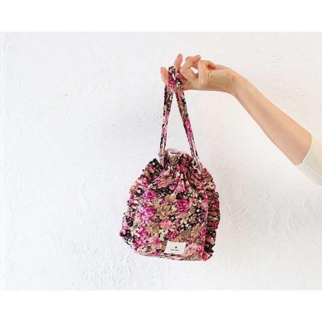 merry jenny(メリージェニー)のfloralドロストbag 巾着バッグ ハンドメイドのファッション小物(ポーチ)の商品写真