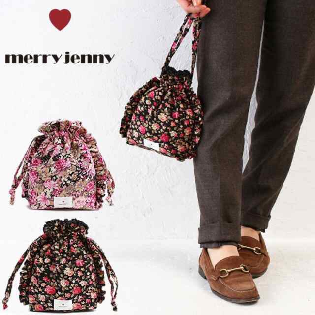 merry jenny(メリージェニー)のfloralドロストbag 巾着バッグ ハンドメイドのファッション小物(ポーチ)の商品写真