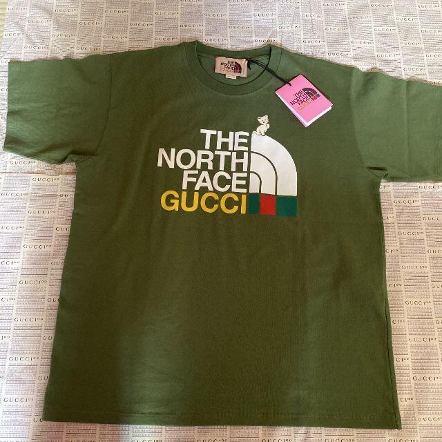 THE NORTH FACE(ザノースフェイス)のGUCCI × THE NORTH FACE Tシャツ カーキ M メンズのトップス(Tシャツ/カットソー(半袖/袖なし))の商品写真