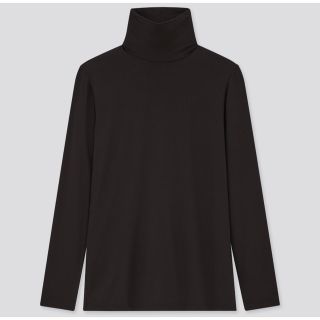 ユニクロ(UNIQLO)のユニクロ　ヒートテック　ハイネック　タートルネック　黒　レディース　M(Tシャツ(長袖/七分))