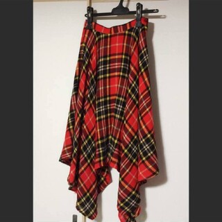 ヒロミチナカノ(HIROMICHI NAKANO)のヒロミチナカノ　チェック　変形　スカート　ウール(ひざ丈スカート)
