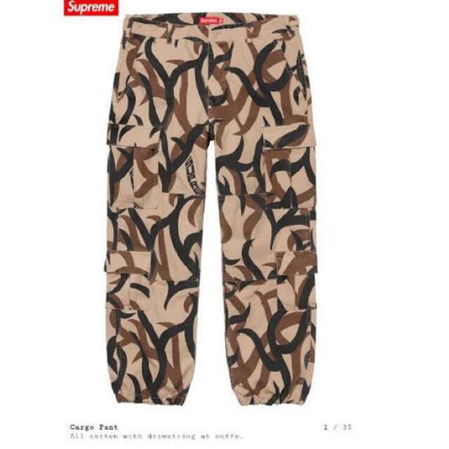 ワークパンツ/カーゴパンツsupreme  cargo pants tan 34 シュプリーム